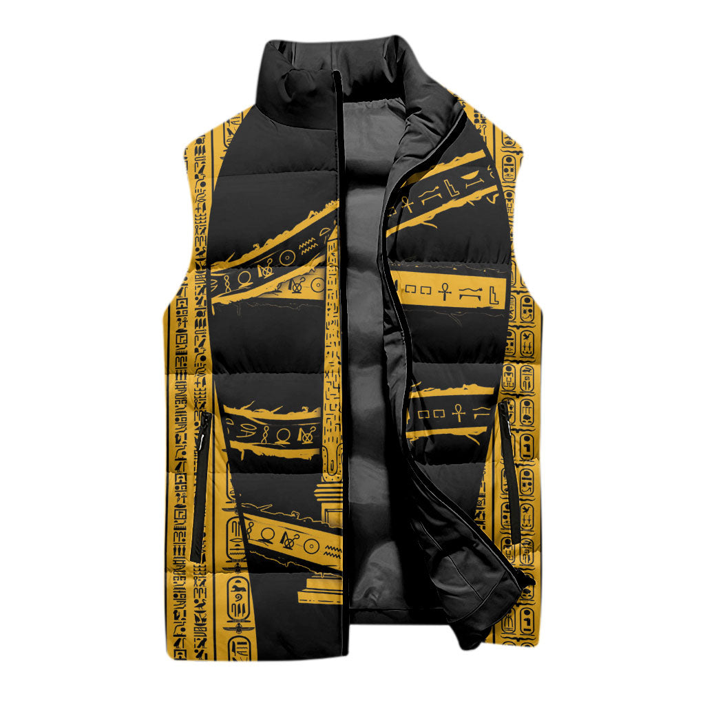 Egypt Obelisk Sleeveless Puffer Jacket Ancient Mythology Sacred Sun Pillar