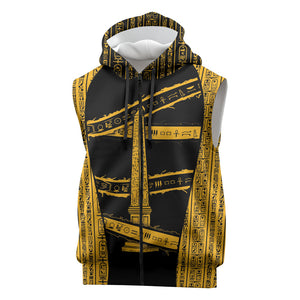 Egypt Obelisk Sleeveless Zip Hoodie Ancient Mythology Sacred Sun Pillar