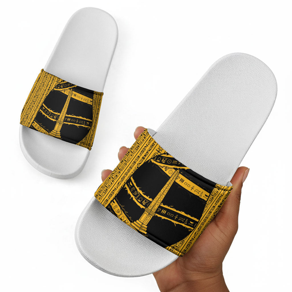 Egypt Obelisk Slide Sandals Ancient Mythology Sacred Sun Pillar