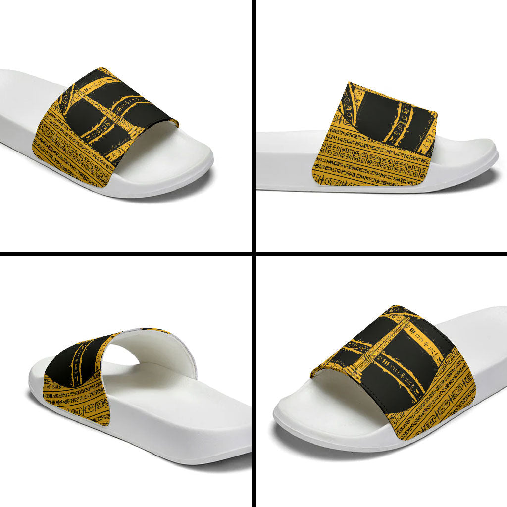 Egypt Obelisk Slide Sandals Ancient Mythology Sacred Sun Pillar