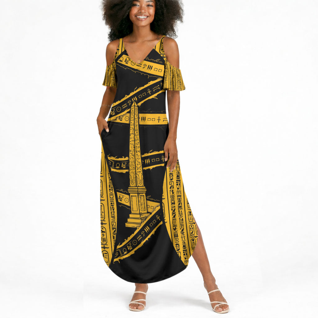 Egypt Obelisk Summer Maxi Dress Ancient Mythology Sacred Sun Pillar
