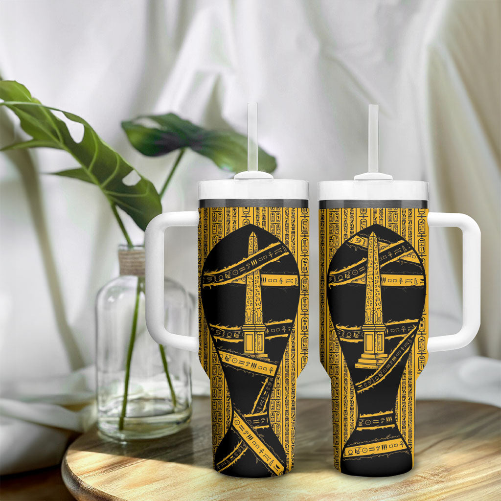 Egypt Obelisk Tumbler With Handle Ancient Mythology Sacred Sun Pillar