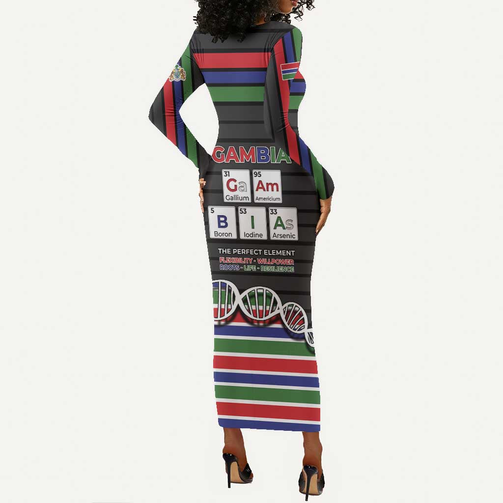 Gambia Long Sleeve Bodycon Dress Perfect Periodic Element Of African - African Pride