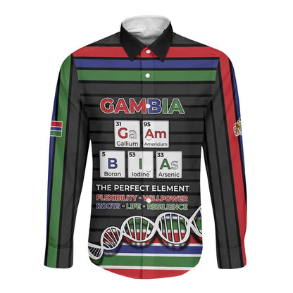Gambia Long Sleeve Button Shirt Perfect Periodic Element Of African - African Pride
