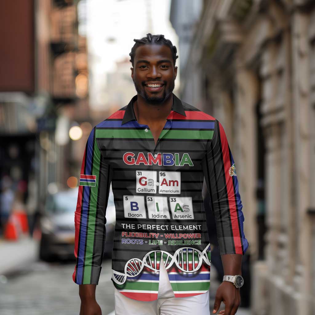 Gambia Long Sleeve Button Shirt Perfect Periodic Element Of African - African Pride