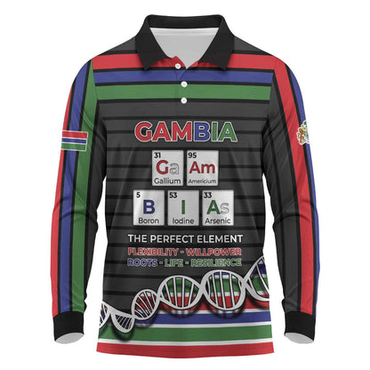 Gambia Long Sleeve Polo Shirt Perfect Periodic Element Of African - African Pride