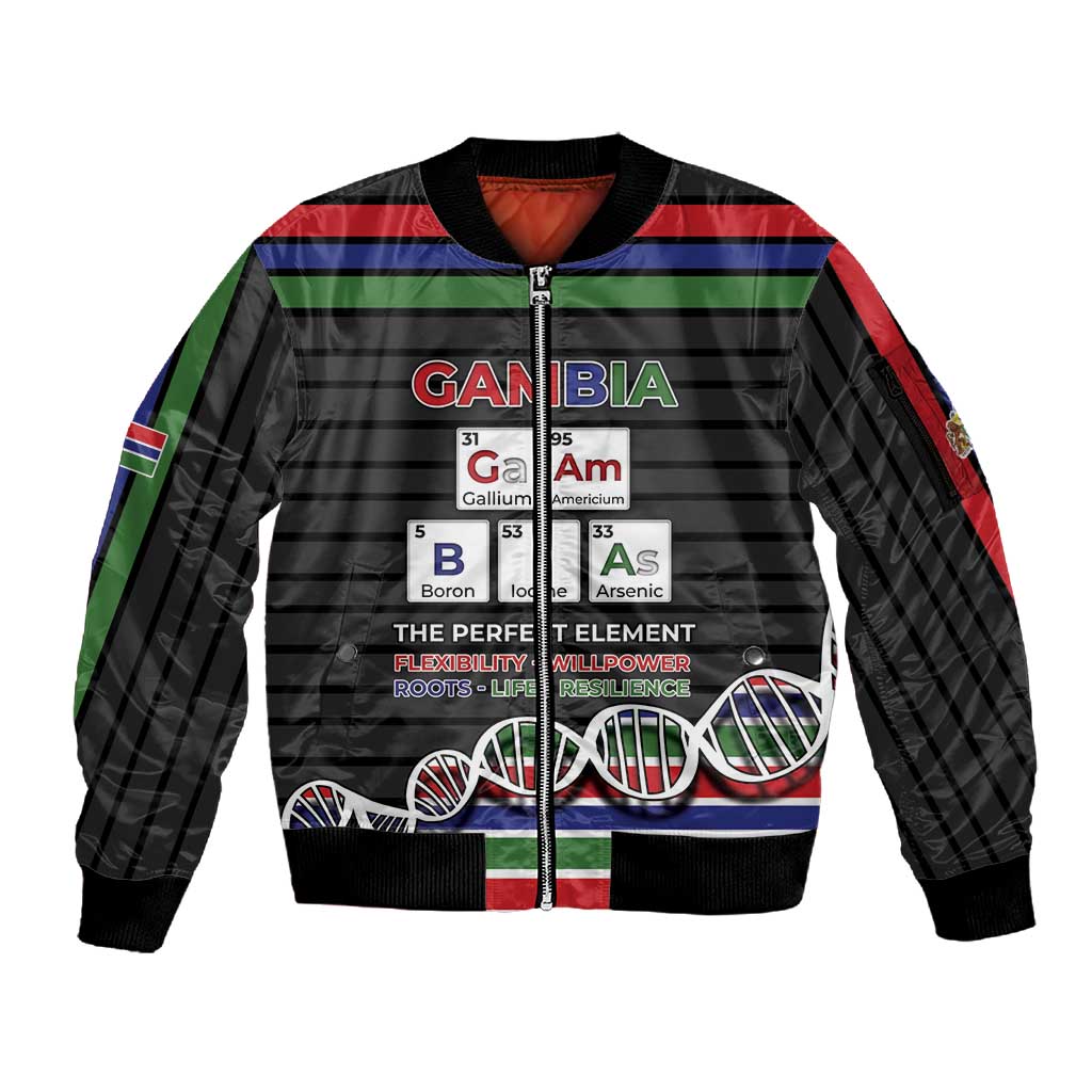 Gambia Sleeve Zip Bomber Jacket Perfect Periodic Element Of African - African Pride