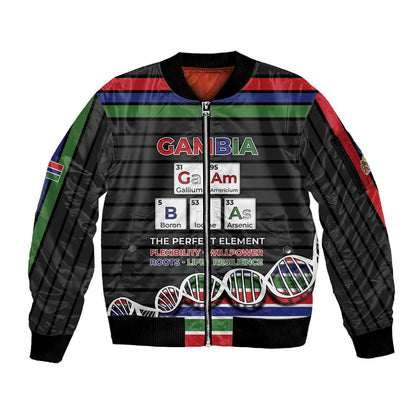 Gambia Sleeve Zip Bomber Jacket Perfect Periodic Element Of African - African Pride
