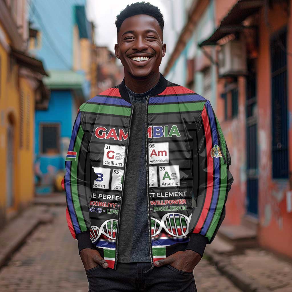 Gambia Sleeve Zip Bomber Jacket Perfect Periodic Element Of African - African Pride