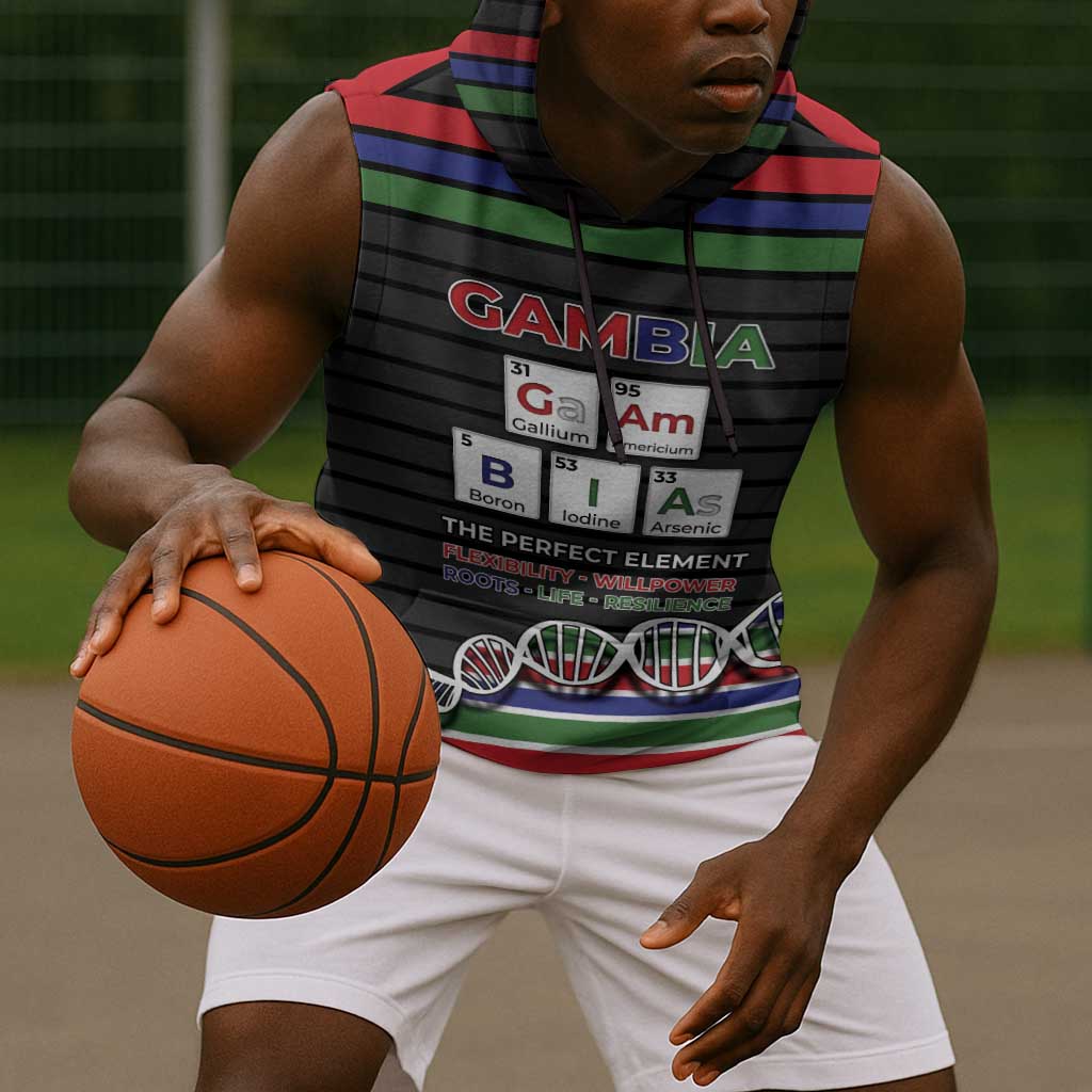 Gambia Sleeveless Hoodie Perfect Periodic Element Of African - African Pride