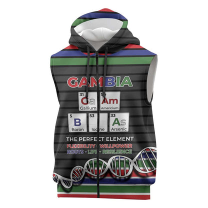 Gambia Sleeveless Zip Hoodie Perfect Periodic Element Of African - African Pride