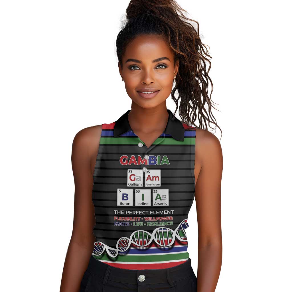 Gambia Women Sleeveless Polo Shirt Perfect Periodic Element Of African - African Pride