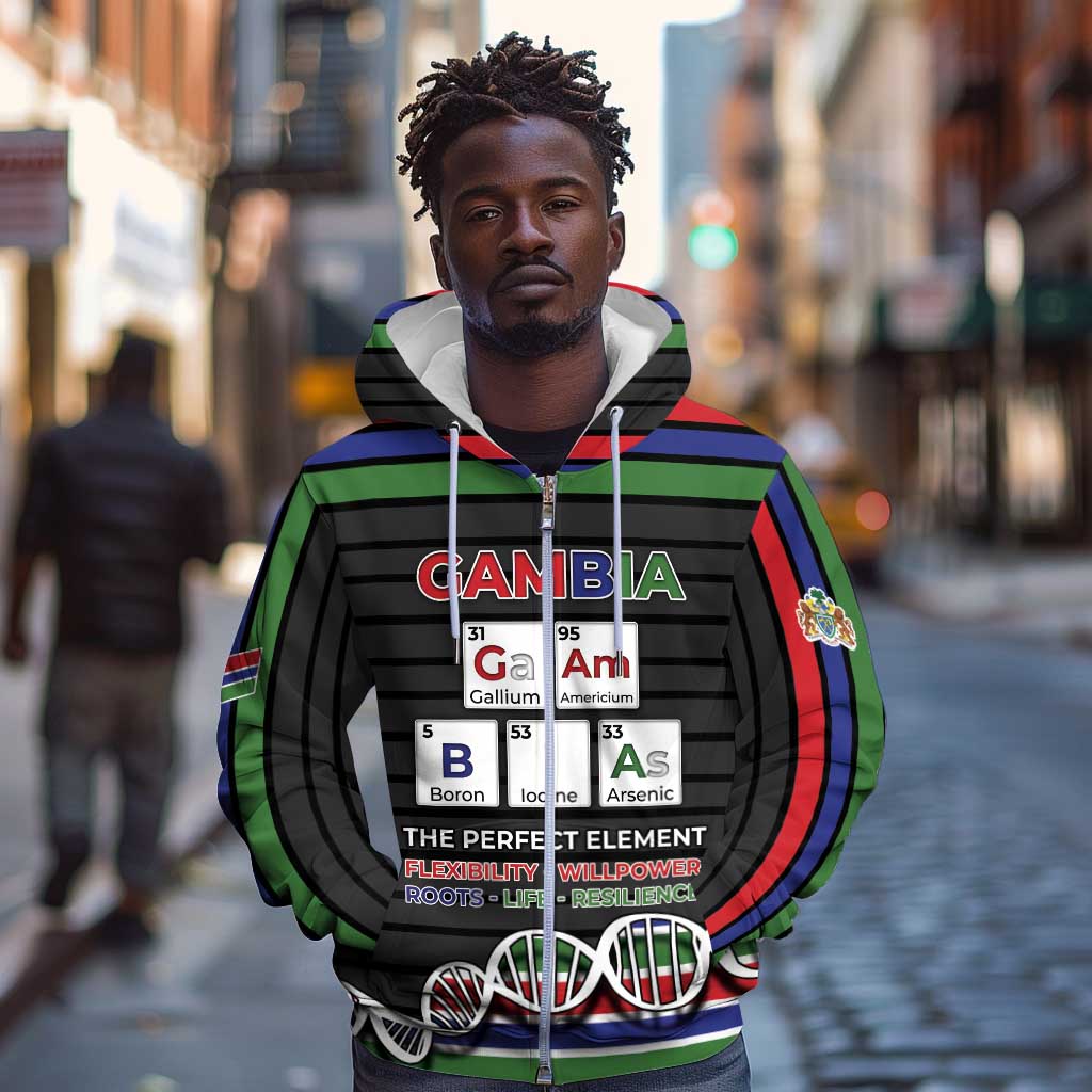 Gambia Zip Hoodie Perfect Periodic Element Of African - African Pride