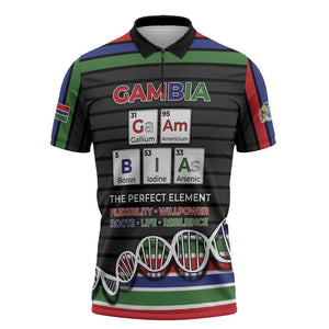 Gambia Zipper Polo Shirt Perfect Periodic Element Of African - African Pride
