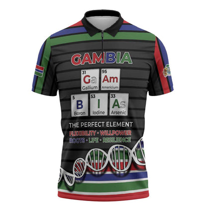 Gambia Zipper Polo Shirt Perfect Periodic Element Of African - African Pride