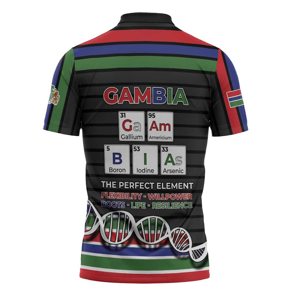Gambia Zipper Polo Shirt Perfect Periodic Element Of African - African Pride
