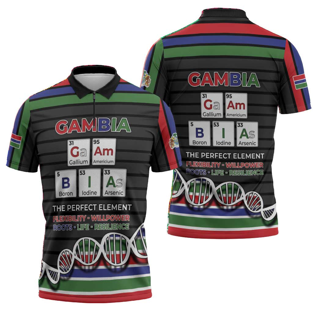 Gambia Zipper Polo Shirt Perfect Periodic Element Of African - African Pride