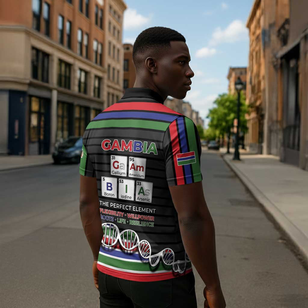 Gambia Zipper Polo Shirt Perfect Periodic Element Of African - African Pride