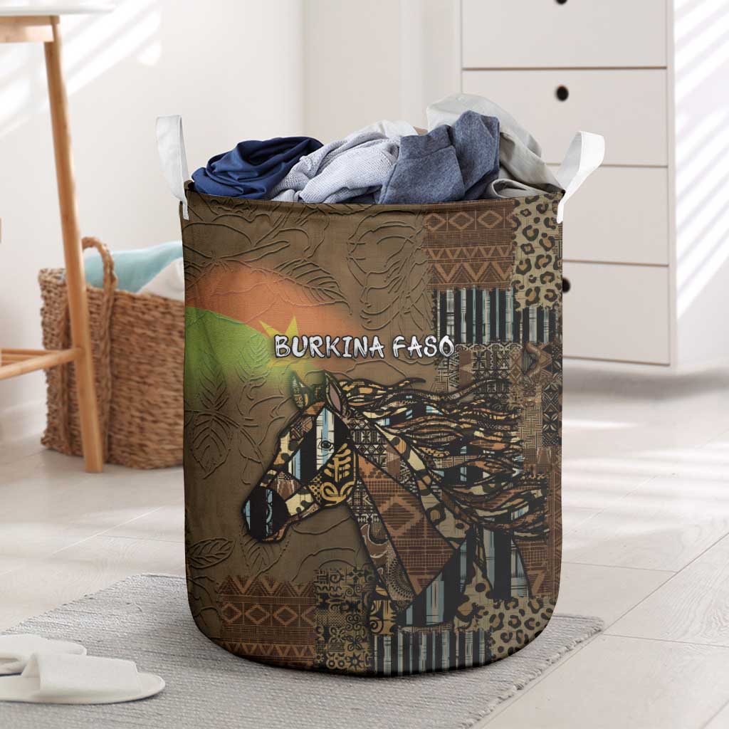 Burkina Faso Laundry Basket African Tribal Horse Patchwork Style - African Pride