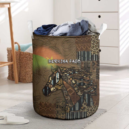 Burkina Faso Laundry Basket African Tribal Horse Patchwork Style - African Pride
