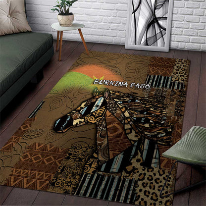 Burkina Faso Area Rug African Tribal Horse Patchwork Style - African Pride