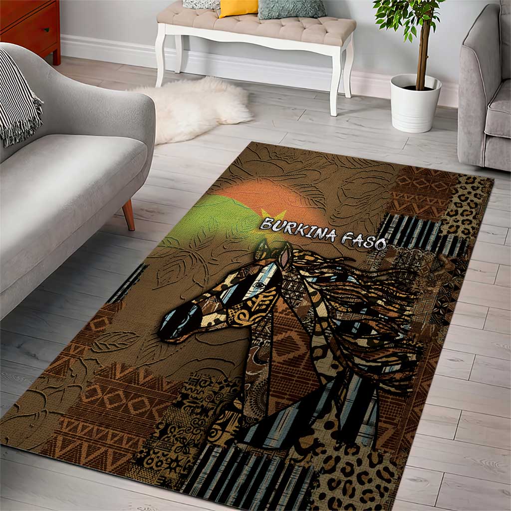 Burkina Faso Area Rug African Tribal Horse Patchwork Style - African Pride