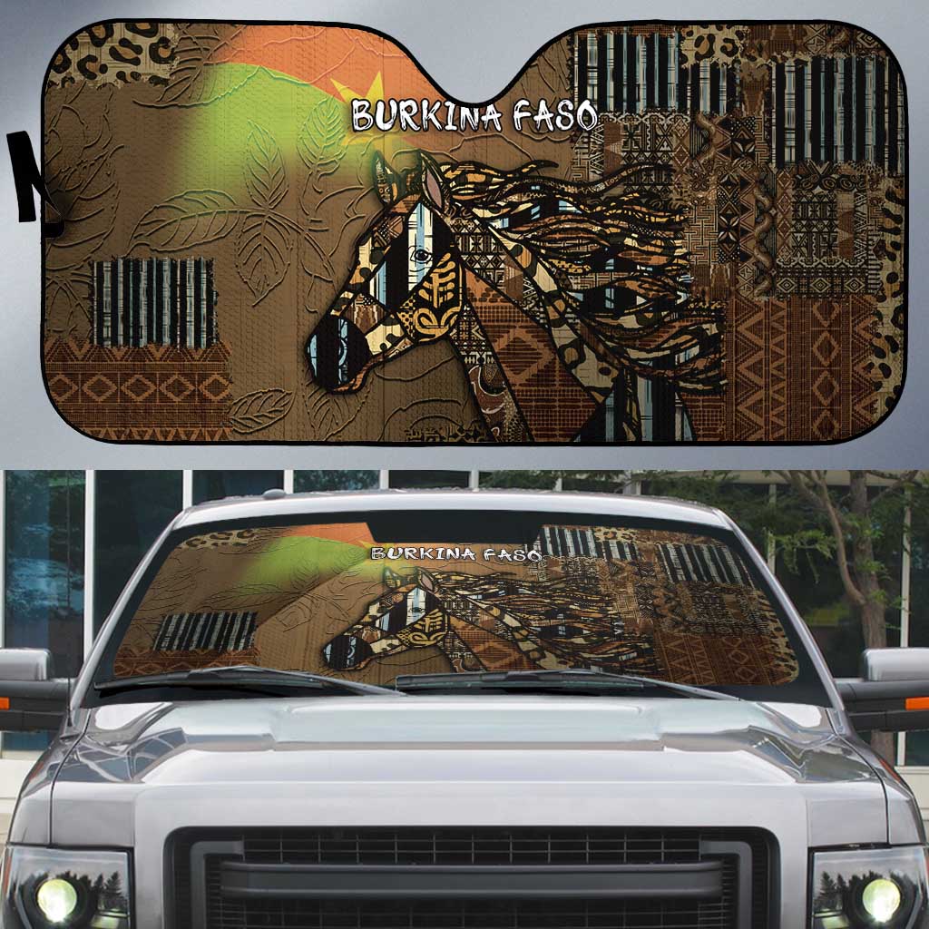 Burkina Faso Auto Sun Shade African Tribal Horse Patchwork Style - African Pride