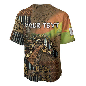 Personalized Burkina Faso Baseball Jersey African Tribal Horse Patchwork Style - African Pride