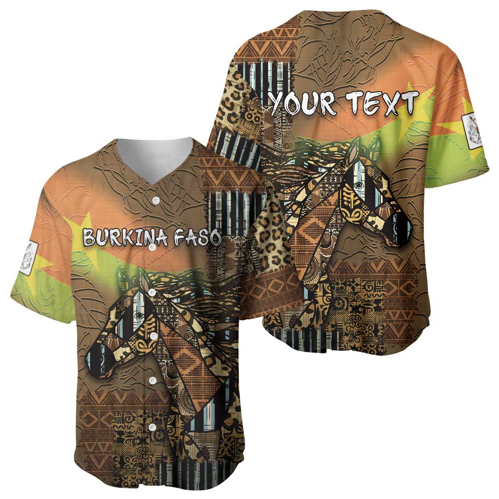 Personalized Burkina Faso Baseball Jersey African Tribal Horse Patchwork Style - African Pride