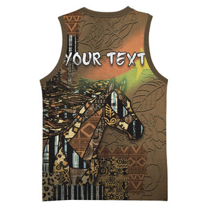 Personalized Burkina Faso Basketball Jersey African Tribal Horse Patchwork Style - African Pride