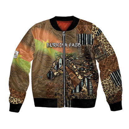Personalized Burkina Faso Bomber Jacket African Tribal Horse Patchwork Style - African Pride