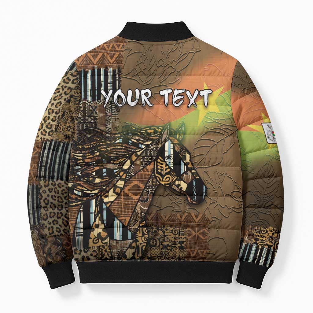 Personalized Burkina Faso Bomber Puffer Jacket African Tribal Horse Patchwork Style - African Pride