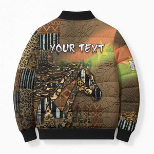 Personalized Burkina Faso Bomber Puffer Jacket African Tribal Horse Patchwork Style - African Pride
