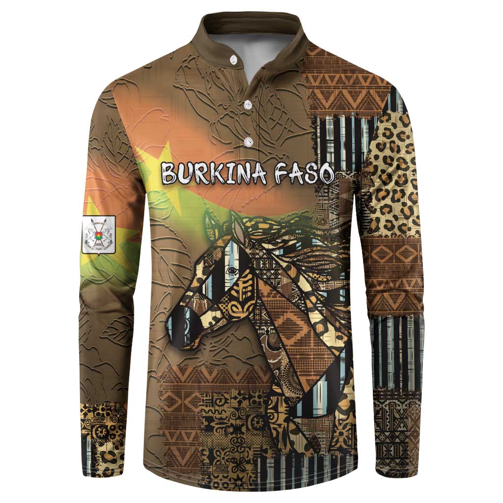 Personalized Burkina Faso Button Sweatshirt African Tribal Horse Patchwork Style