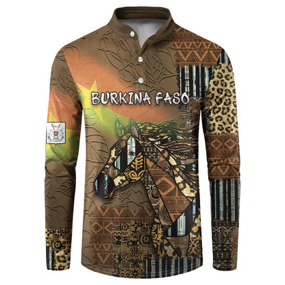 Personalized Burkina Faso Button Sweatshirt African Tribal Horse Patchwork Style