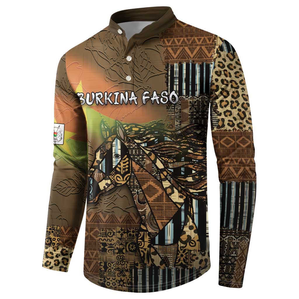 Personalized Burkina Faso Button Sweatshirt African Tribal Horse Patchwork Style