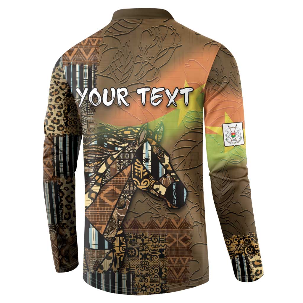 Personalized Burkina Faso Button Sweatshirt African Tribal Horse Patchwork Style
