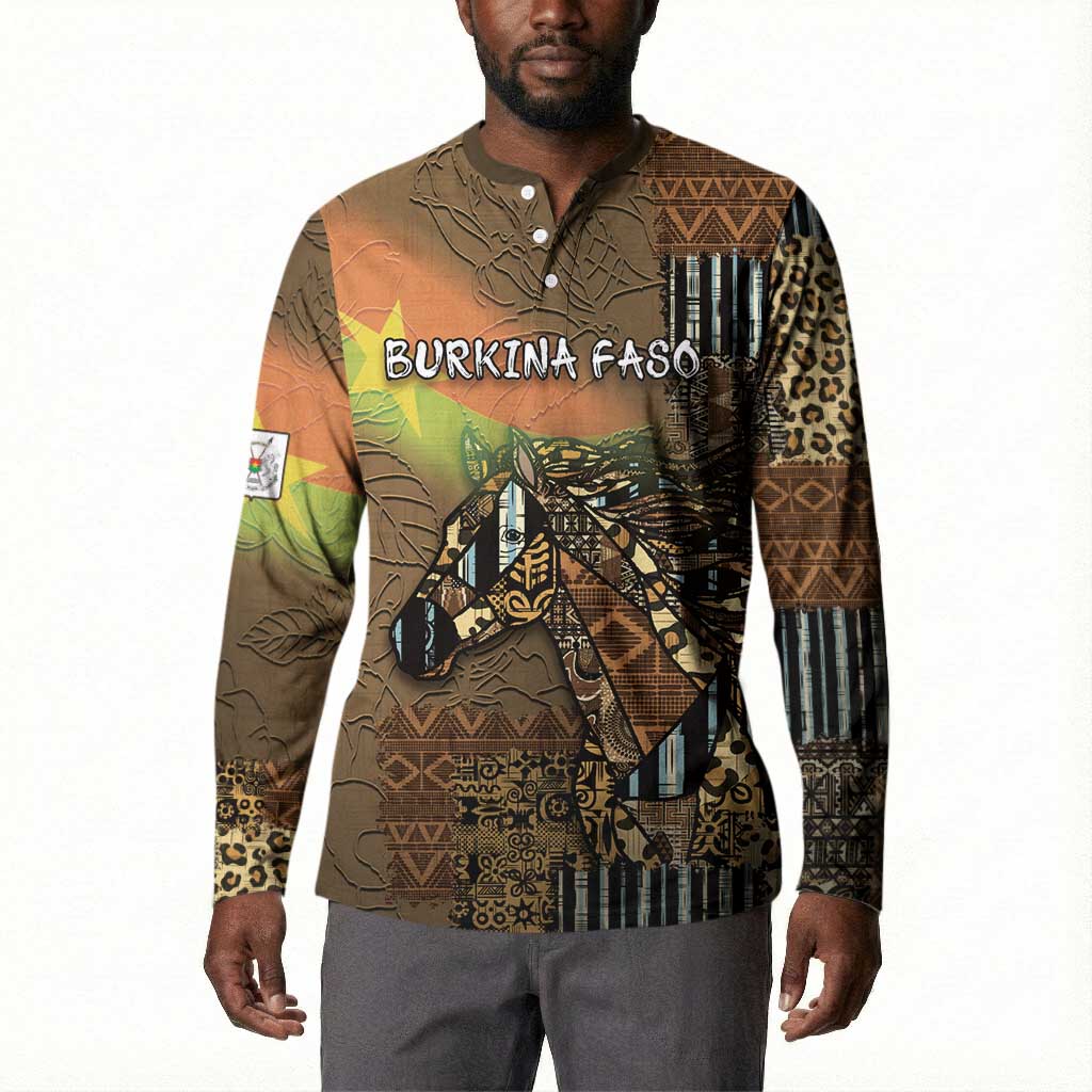 Personalized Burkina Faso Button Sweatshirt African Tribal Horse Patchwork Style