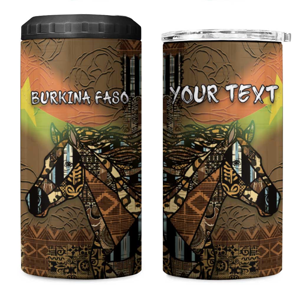 Personalized Burkina Faso 4 in 1 Can Cooler Tumbler African Tribal Horse Patchwork Style - African Pride