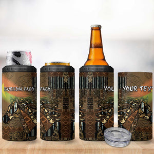 Personalized Burkina Faso 4 in 1 Can Cooler Tumbler African Tribal Horse Patchwork Style - African Pride