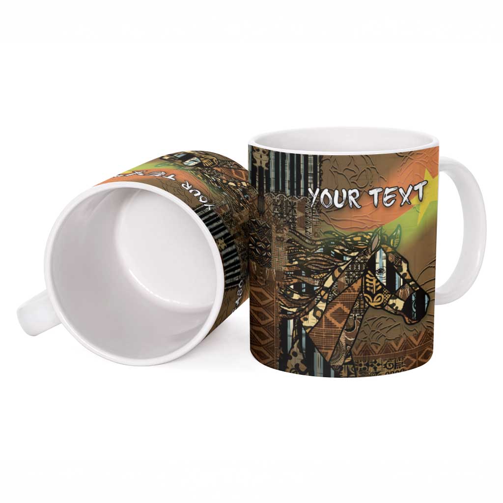 Personalized Burkina Faso Ceramic Mug African Tribal Horse Patchwork Style - African Pride