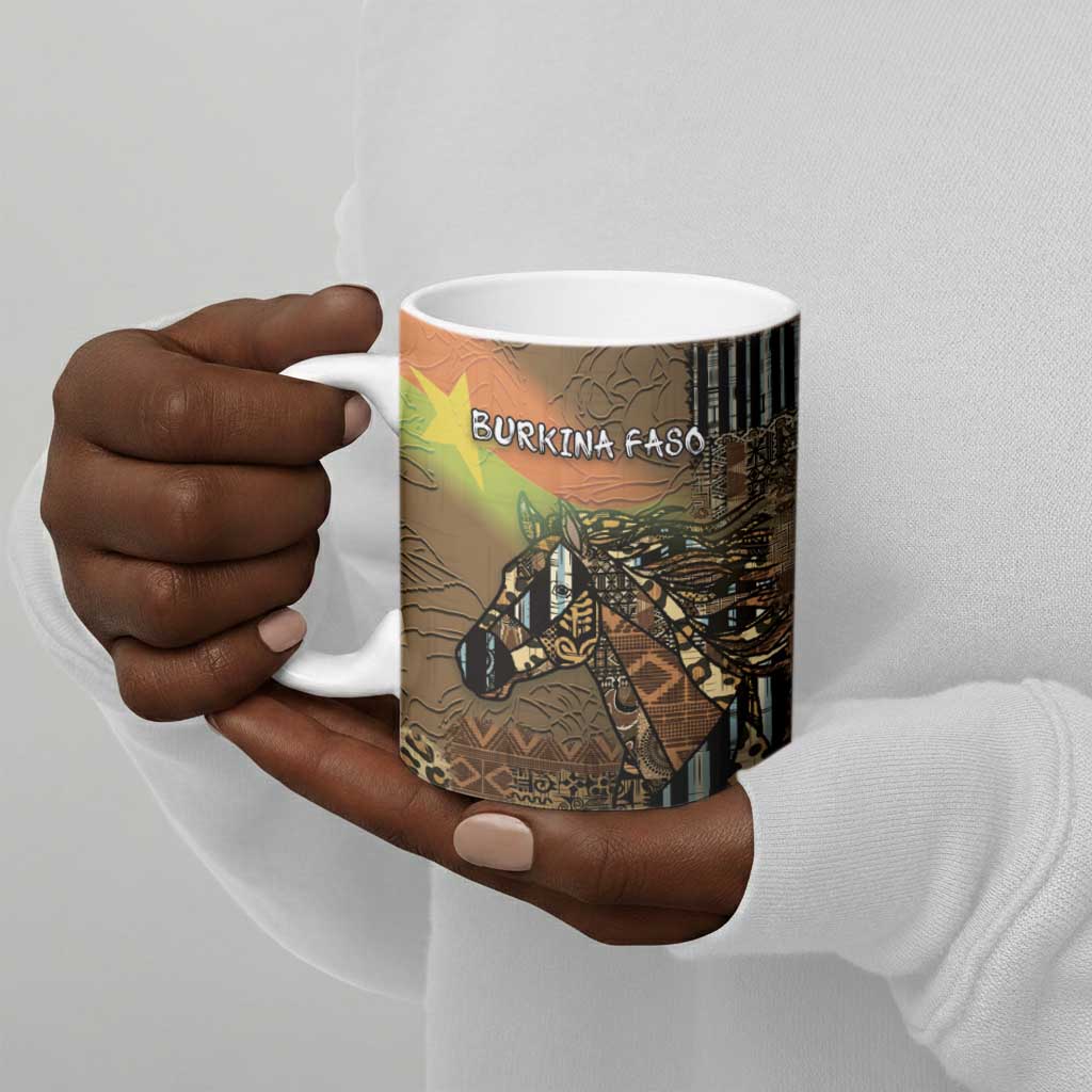 Personalized Burkina Faso Ceramic Mug African Tribal Horse Patchwork Style - African Pride
