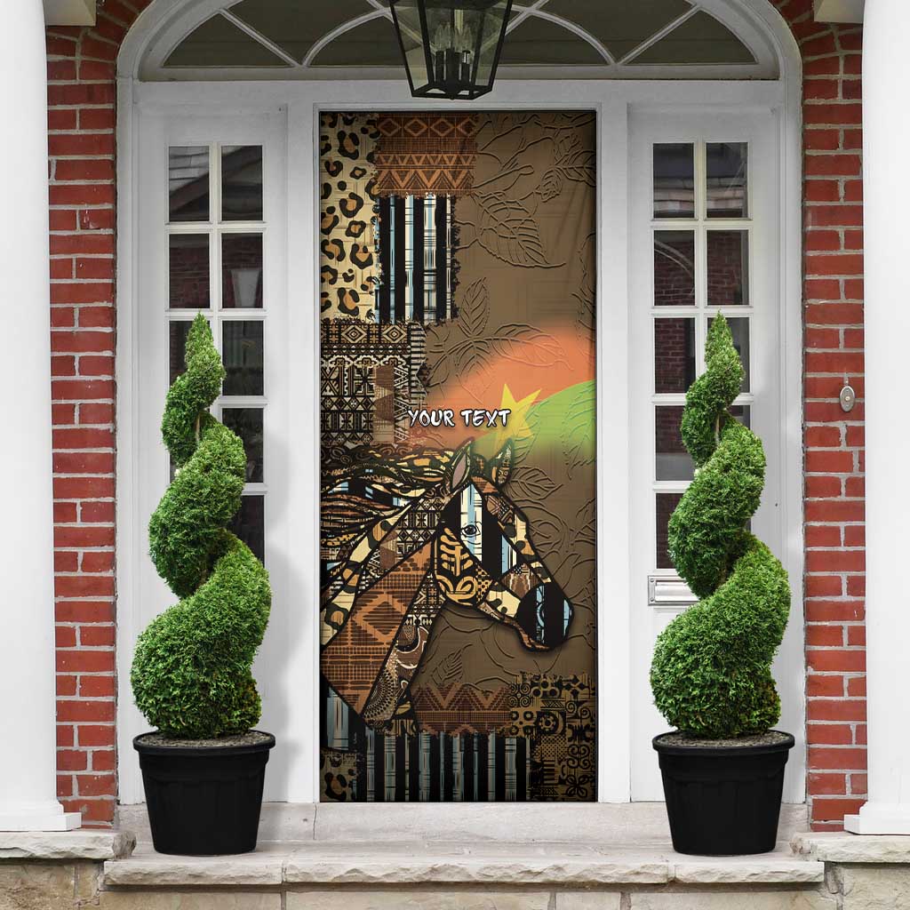 Personalized Burkina Faso Door Cover African Tribal Horse Patchwork Style - African Pride
