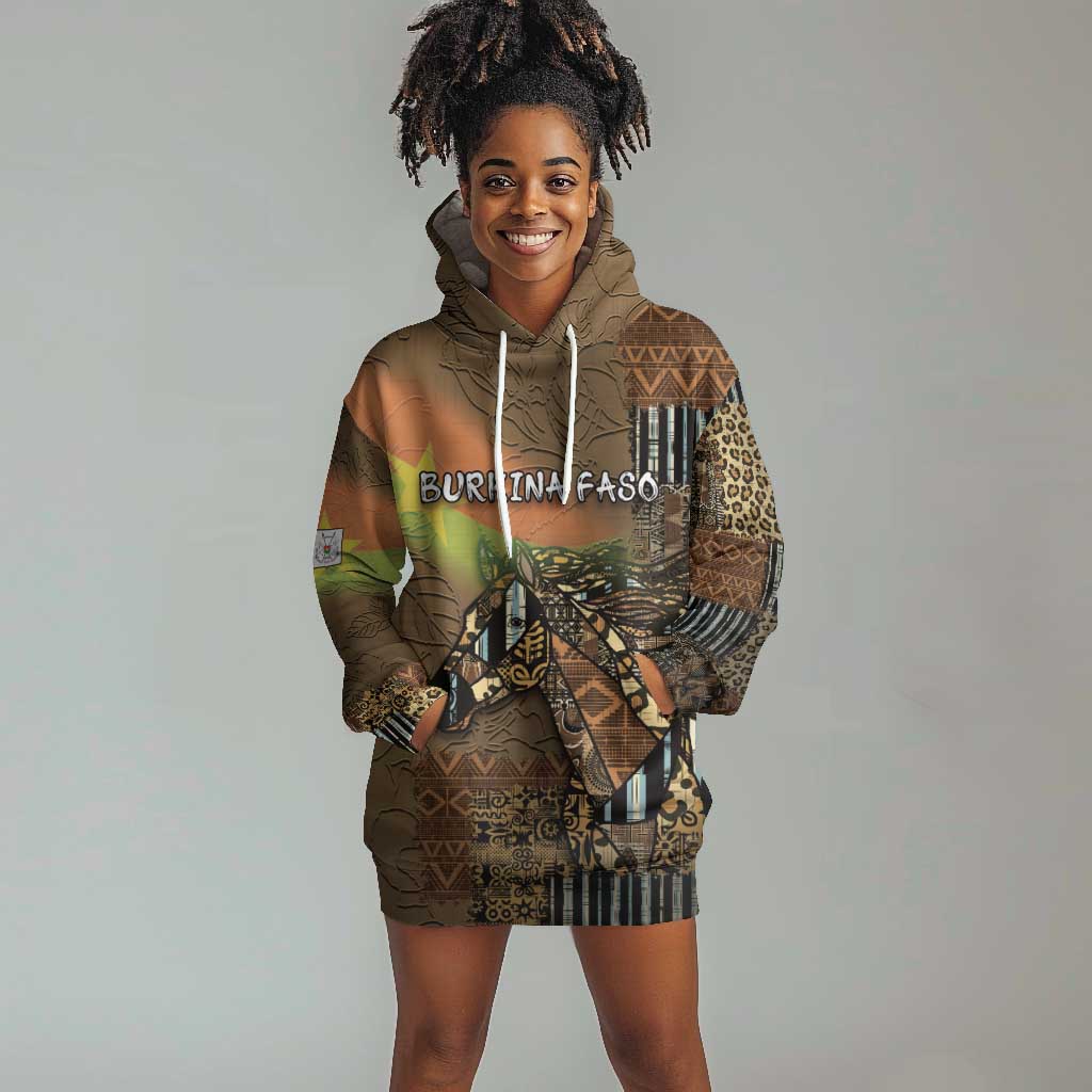 Personalized Burkina Faso Hoodie Dress African Tribal Horse Patchwork Style - African Pride