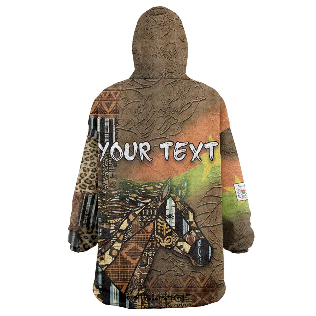 Personalized Burkina Faso Kid Wearable Blanket Hoodie African Tribal Horse Patchwork Style - African Pride