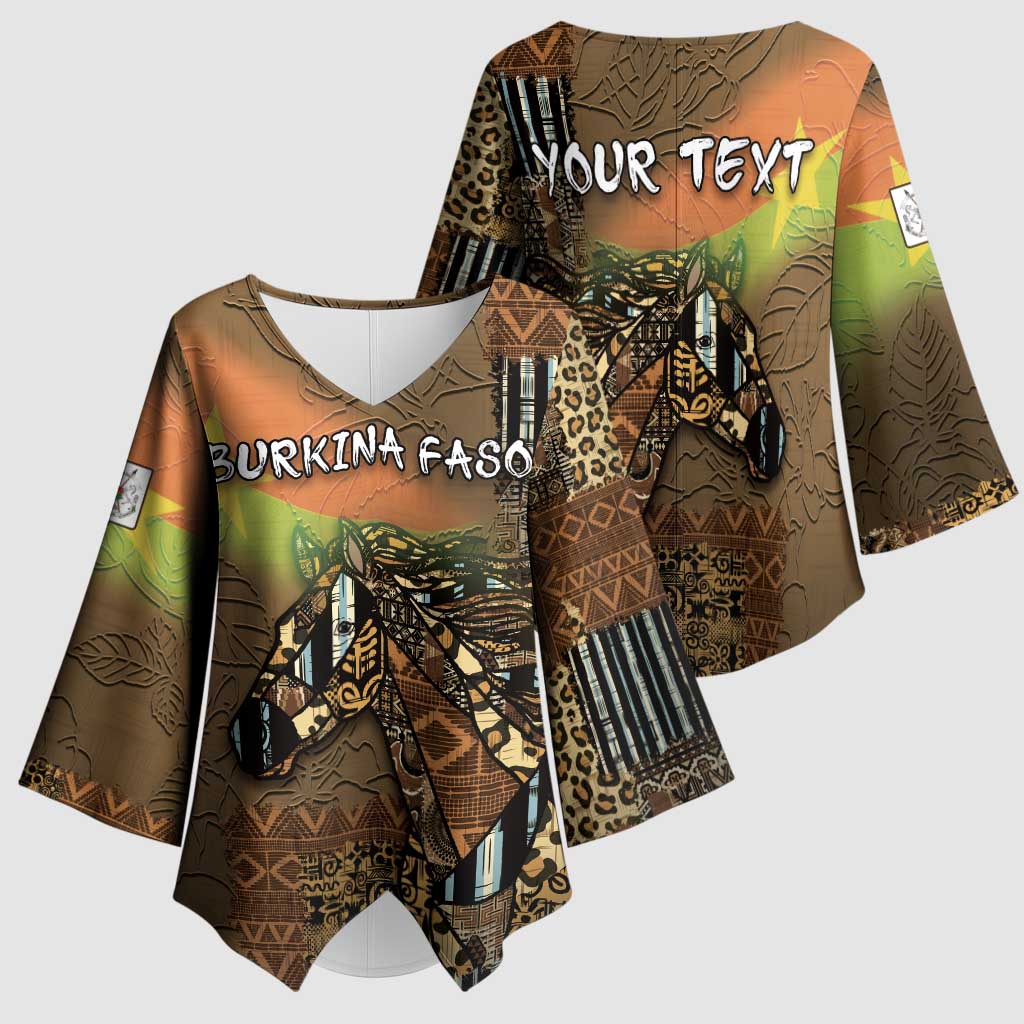 Personalized Burkina Faso Kimono Sleeve Blouse African Tribal Horse Patchwork Style - African Pride