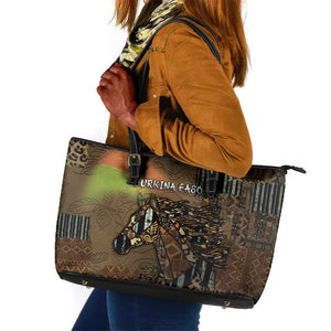 Burkina Faso Leather Tote Bag African Tribal Horse Patchwork Style - African Pride