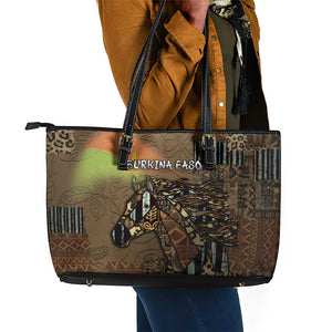 Burkina Faso Leather Tote Bag African Tribal Horse Patchwork Style - African Pride
