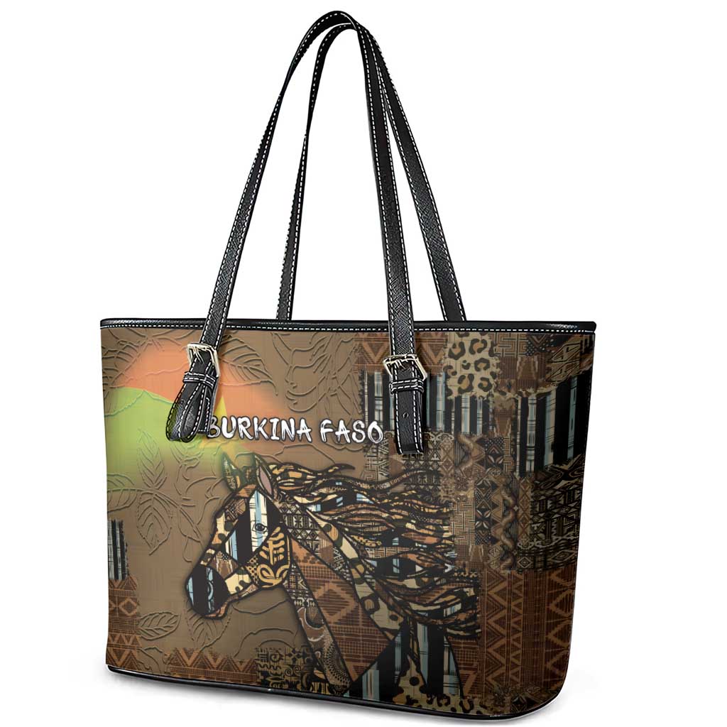 Burkina Faso Leather Tote Bag African Tribal Horse Patchwork Style - African Pride