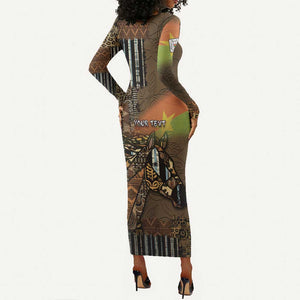Personalized Burkina Faso Long Sleeve Bodycon Dress African Tribal Horse Patchwork Style - African Pride